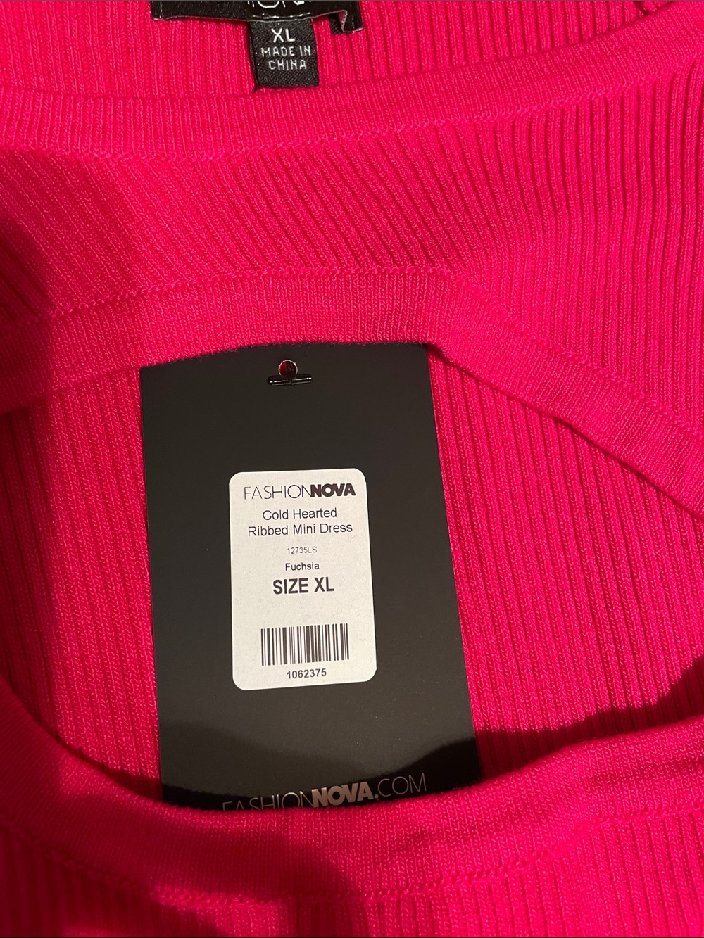 Fashion Nova Neon Pink Ribbed Long Sleeve Cutout Bodycon Dress - Picture 5 of 6